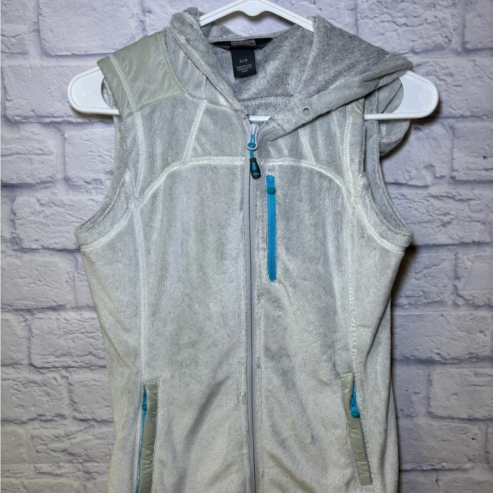 Outdoor Research Vest Womens Size SP Fleece Hooded Gray Blue Warm Winter